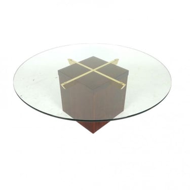 Rosewood Cube Glass Top Coffee Table