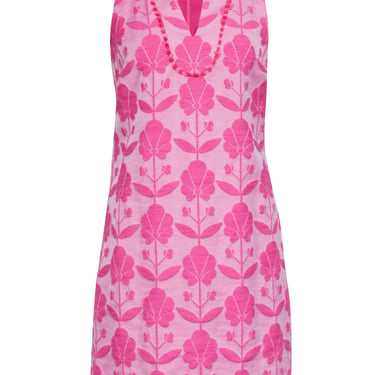 Trina Turk - Pink Floral Brocade Shift Dress Sz 8