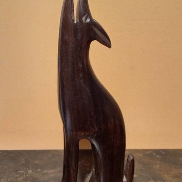 Vintage Hand Carved Wood Howling Wolf Sculpture 9" 