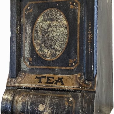 Antique General Store Counter Toleware Tea Dispenser Tin Bin Victorian Industrial Store Display 