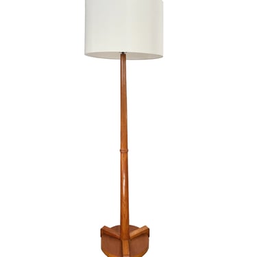 1930s Dutch Deco Oak Floor Lamp