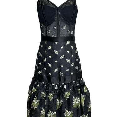 Alexander McQueen 2016 Resort Floral Reverse-Print Bustier Dress