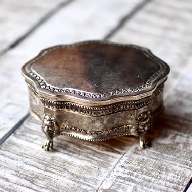 Vintage Metal Jewelry Box Silver Plated Vintage Gift Jewelry Storage Box 