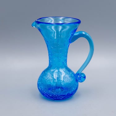 Pilgrim Celeste Blue Crackle Glass Mini Pitcher | Vintage Miniature Glassware 