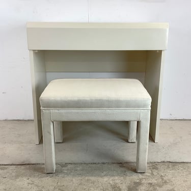 Vintage Modern Vanity or Makeup Table With Stool by Lane 