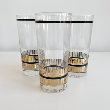 Set of 3 Black and Gold Glasses