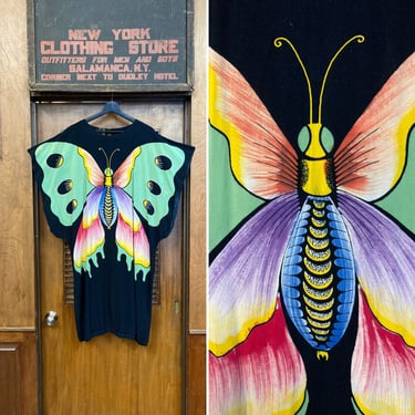 Vintage 1980’s Butterfly Caftan Dress, Vintage Caftan Dress, 1980’s Dress, Butterfly Print, True Vintage 