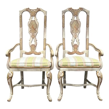 Drexel Sketchbook Collection Chinoiserie Armchairs - a Pair 