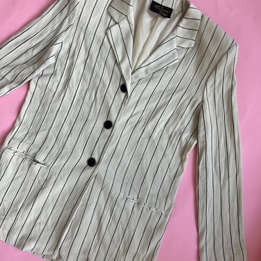 VTG 90s Cream Pinstripe Toni Garment for C.C. Magic Blazer 
