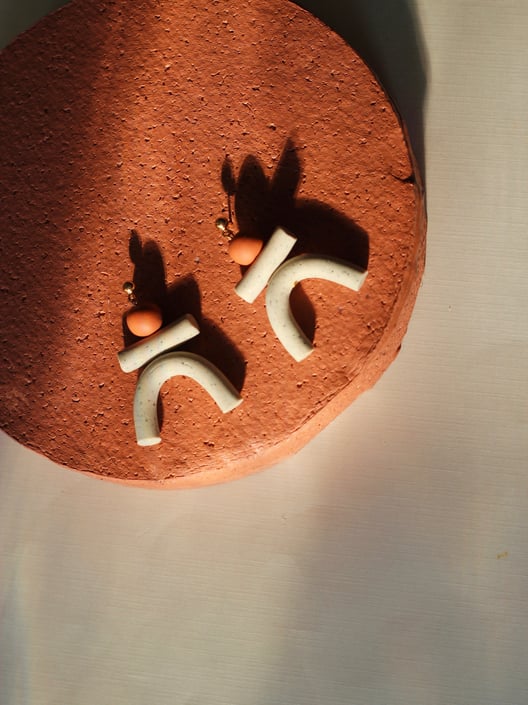 Sculptural Clay Earrings / Modern Design / Funky Statement Earrings / Bold Earrings / Tube Earrings 