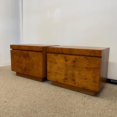 Free shipping within continental US - Vintage Mid Century Modern Olive Burl End Table Set by Milo Baughman for Lane 