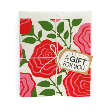Roses Dish Towel + Sponge Cloth Gift Set