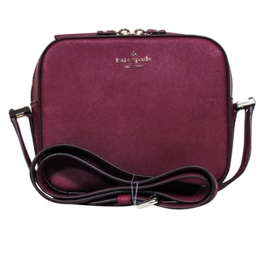 Kate Spade - Maroon Saffiano Leather Structured Crossbody Bag