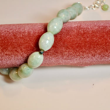 Chinese Celadon Jade Beaded Bracelet Marked 925 Closure Extender & Spacer Beads Hand Knotted Gift for Her Original Velvet Gift Box AAA Grade 