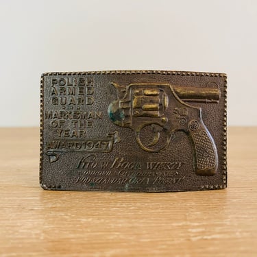Vintage Polish Armed Guard Marksman of the Year 1947 Belt Buckle by Lewis Buckles Chicago 