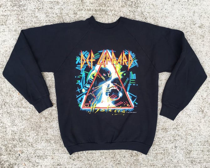 Vintage 80s Def Leppard Hysteria Album Tour 1987 Artwork Graphic Sweatshirt L 