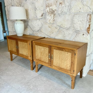 Set of Vintage MCM Danish Oak Nightstands in the style of Henning Kjaernulf, Circa Denmark 1970’s 