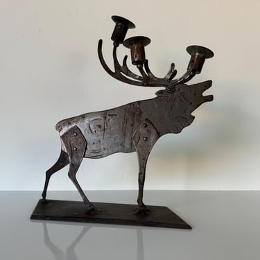 Germany Hugo Goberg wrought iron  Moose Candlesticks 
