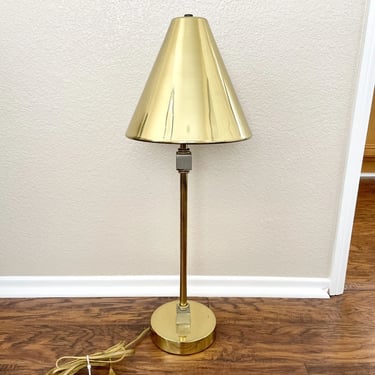 Mid Century Vintage Brass / Gold Lamp MCM Post Modern W Dimming Feature