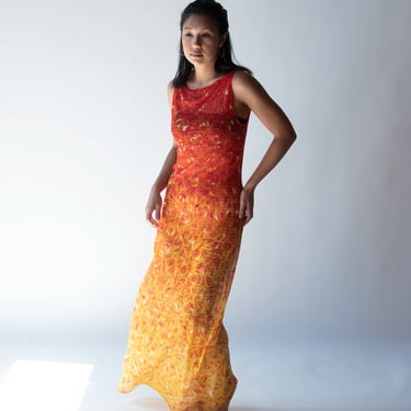 Flame print Mesh Dress | Vivienne Tam SS 1998 