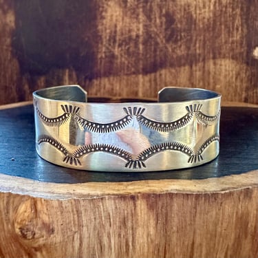 BUFFALO DANCER Sterling Silver Overlay Cuff | Large Silver Bracelet, Hopi Design Style | Navajo, Native American, Southwestern Jewelry | 36g 