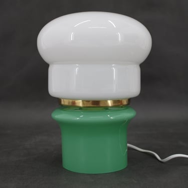 1960s Opaline Glass Table Lamp ,Czechoslovakia / Vintage Lamp / Mid-century / Green Colour / 