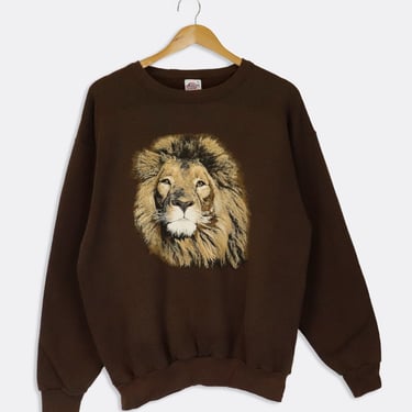 Vintage Nature Lion Vinyl Graphic Sweatshirt Sz XL