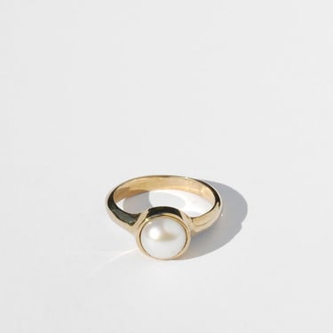 Tiro Tiro Colina Ring with White Pearl - Brass/Silver on Garmentory