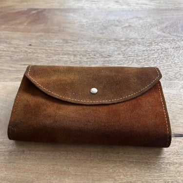 1970s brown suede leather wallet 