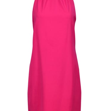 Sail to Sable - Neon Pink Rolled Neckline Sheath Dress w/ Large Back Buttons Sz L