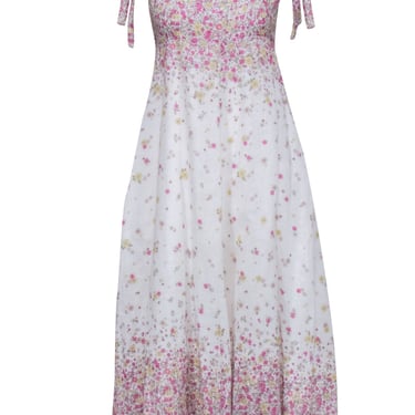Zimmermann - White w/ Pink &amp; Yellow Floral Print Sleeveless Dress Sz 10