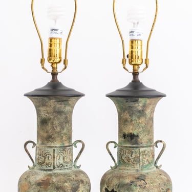 Ancient Greek Revival Amphora Table Lamps, Pair