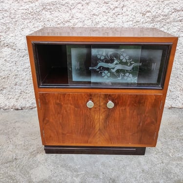 Vintage Wooden Cabinet/ Vintage Cabinet With Drawers/ Old Wooden Cabinet With Glass/ 70s/ Mid Century/ Living Room Furniture/ Yugoslavia 