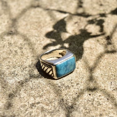 Vintage Sterling Silver Turquoise Ring, Bohemian Silver Ring, Artisan Gemstone Jewelry, Size 7 US 