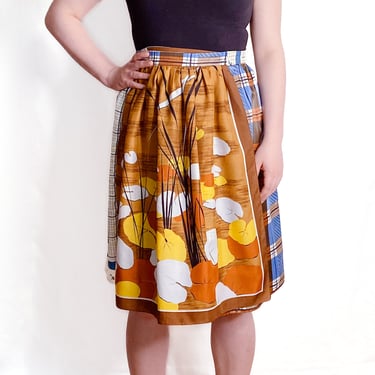 Wrap Skirt Size Small Boho Wrap Around Skirt Summer Skirt Midi Skirt handmade One-of-a-Kind Upcycled Vintage Plaid Print Skirt Ellemichelle 