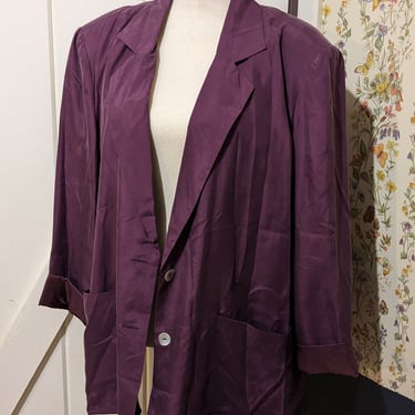 Purple Silk Blazer Top 