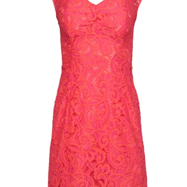 Lilly Pulitzer - Bright Coral & Pink Eyelet Sheath Dress Sz 0
