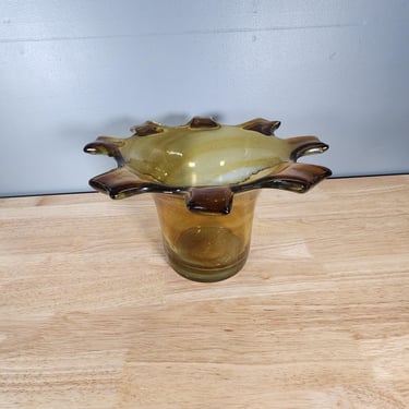 Mid Century Amber Glass Blenko Style Vase 