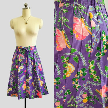 1970s NOS Cotton Skirt - 70's Novelty Print Skirt - 70s Women's Vintage Size Medium 
