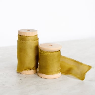 Gold Plant Dyed Silk Ribbon - Chiffon & Habotai Silk in 1