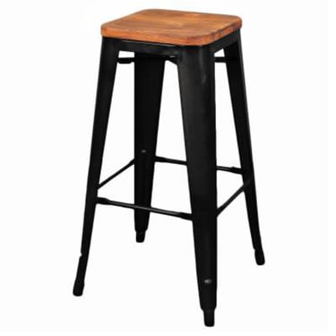 Metropolis Wood Seat Backless Bar Stool