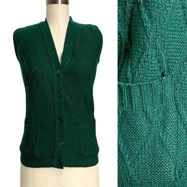 1970s vintage green sweater vest - size XS 