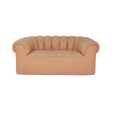 Leather Channel Back Loveseat 