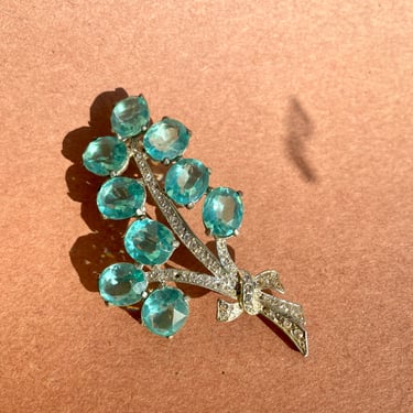 Deco Aqua Gem Nosegay Brooch