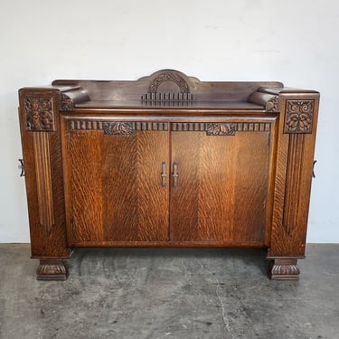Tiger Oak Art Deco Cabinet 1930s 