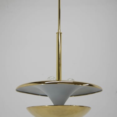 Rare Brass Bauhaus Chandelier by Franta Anyz, 1920s, Restored 