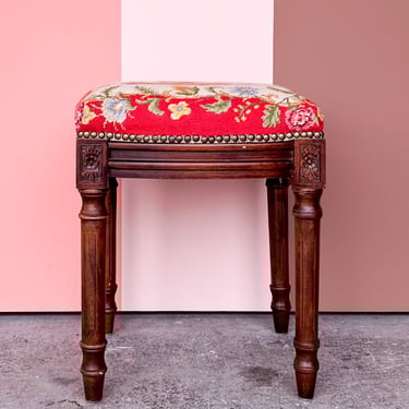 Monkey Needlepoint Stool
