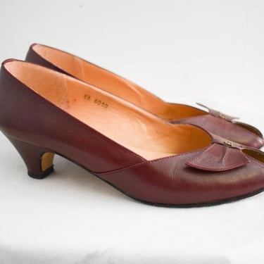 1970s Aigner Oxblood Leather Heels 