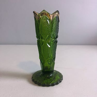 Antique US Glass Company No. 16019 Sid Lethbridge Green and Gold Vase 