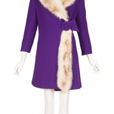 Royal Emblem by Namdlef 1960s Vintage Mod Fur Collar Purple Wool Coat 